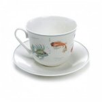 ROY KIRKHAM FINE BONE CHINA | AQUARIUM SET OF TWO ''CHATSWORTH'' LARGE BREAKFAST CUP & SAUCERS